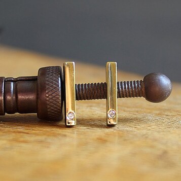 Pendientes Eider Oro, Diamante y Plata