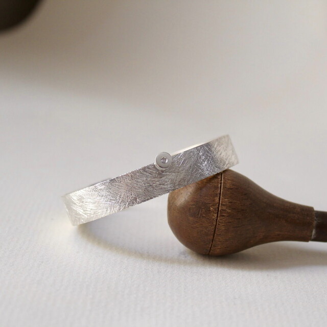 Esclava Button Plata y Diamante