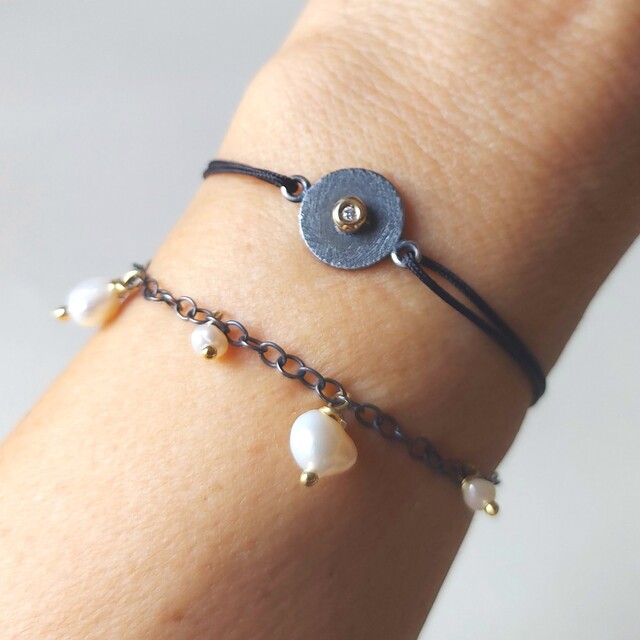 Pulsera Jana Plata oxidada y baño de Oro