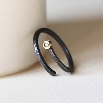 Anillo Compromiso Bruna Oro, Diamante y Plata