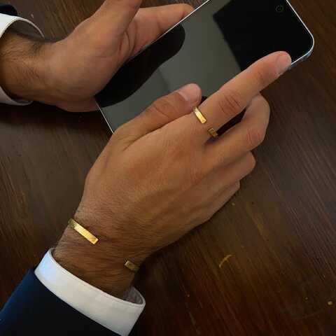 Anillo MAN Rusk Plata pequeño con Baño de Oro