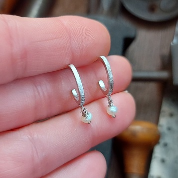 Pendientes Lara en plata y Perla