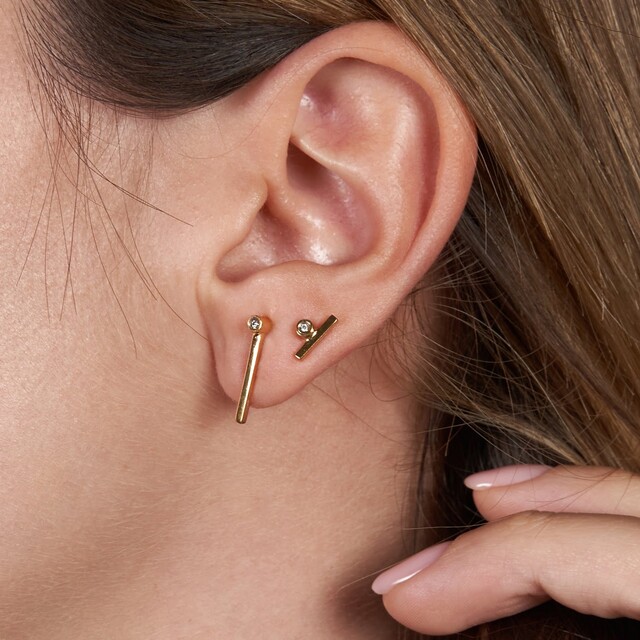 Pendientes Lis Diamante y Plata con baño de oro SUELTO O PAR COMPLETO