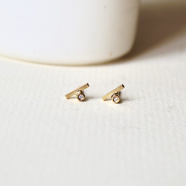 Pendientes Lis Diamante y Plata con baño de oro SUELTO O PAR COMPLETO