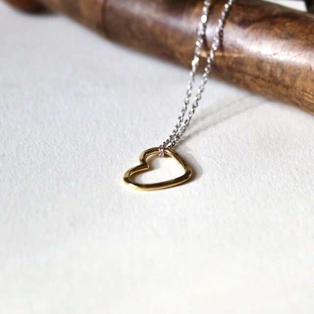 Colgante Corazón martelé Plata con baño de oro y cadena Plata
