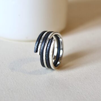 Anillo DUO Black Plata