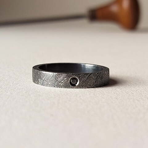 Anillo de compromiso Noir BLACK Plata y Diamante negro