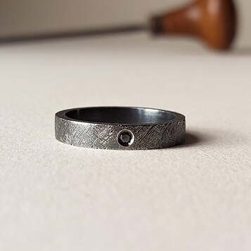 Anillo de compromiso Noir BLACK Plata y Diamante negro