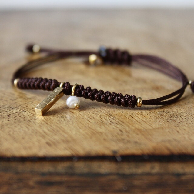 Pulsera Rusk Perla en plata con baño de oro
