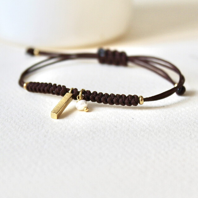 Pulsera Rusk Perla en plata con baño de oro