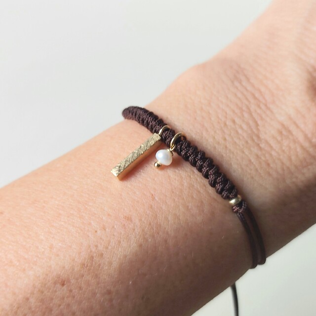 Pulsera Rusk Perla en plata con baño de oro