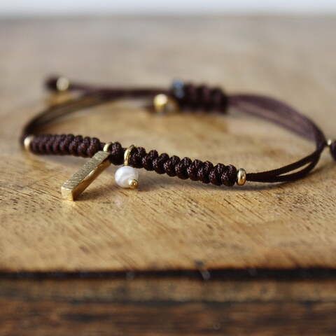 Pulsera Rusk Perla en plata con baño de oro