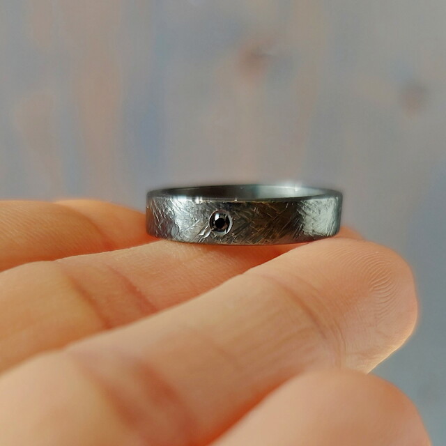 Alianza Noir BLACK Plata y Diamante negro