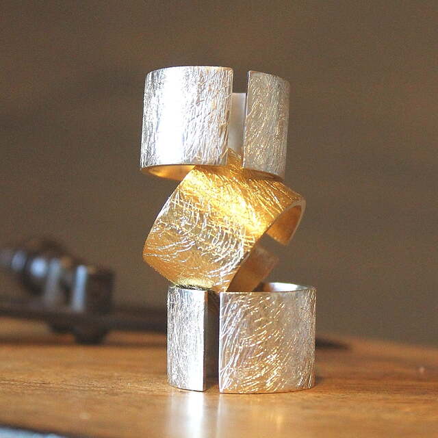 Anillo MAN Rusk Plata con Baño de Oro