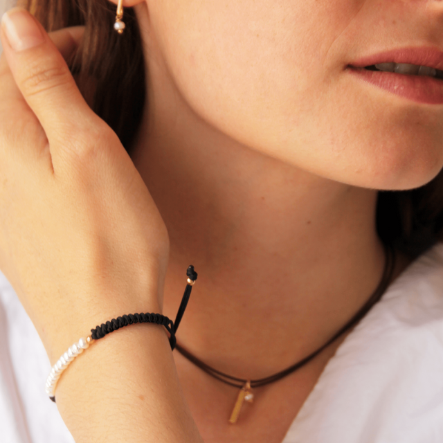 Pulsera Martina Perla Plata y baño de oro