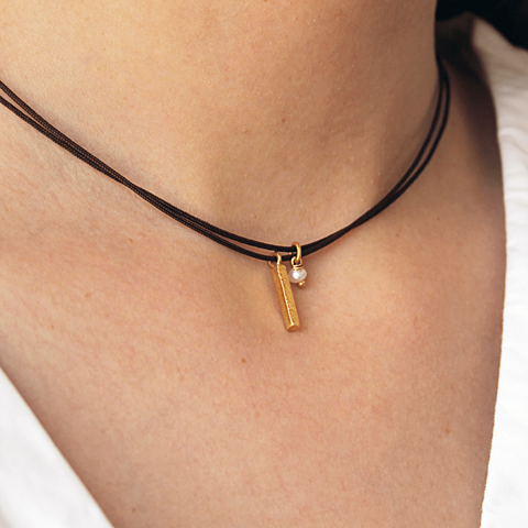Colgante Mia Perla y Plata con baño de Oro con cordón