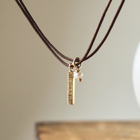 Colgante Mia Perla y Plata con baño de Oro con cordón
