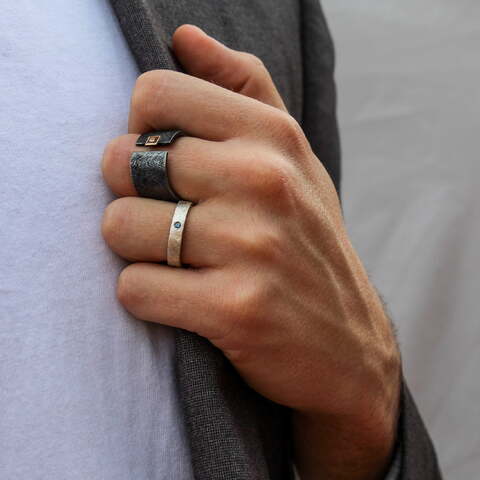 Anillo MAN Eider Black Oro Diamante y Plata
