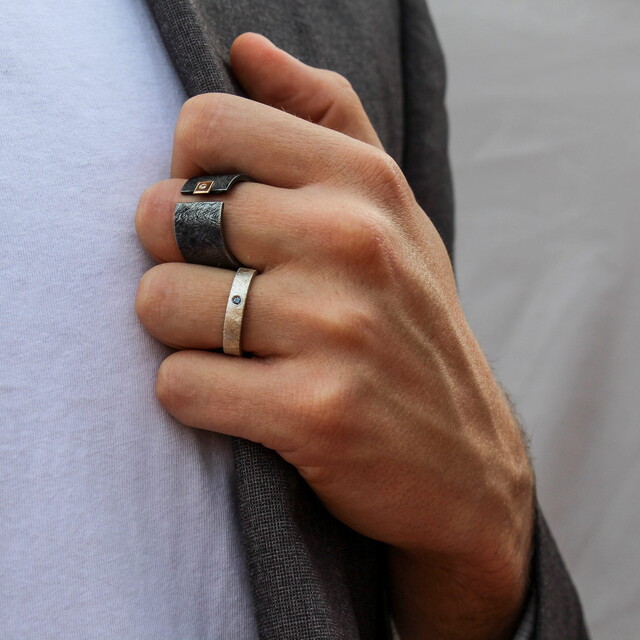 Anillo MAN Noir Plata y Diamante