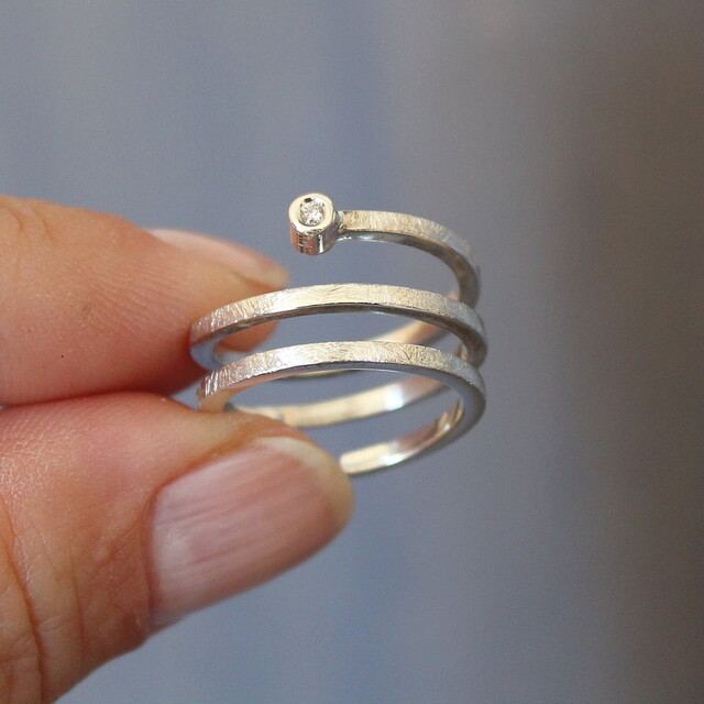 Anillo Bet Plata y Diamante