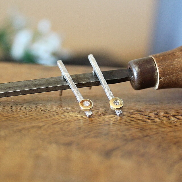 Pendientes Arsenda Oro, Diamante y Plata
