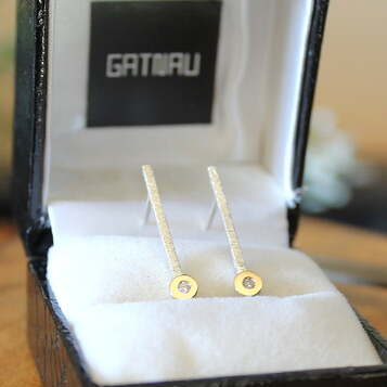 Pendientes Arsenda Oro, Diamante y Plata