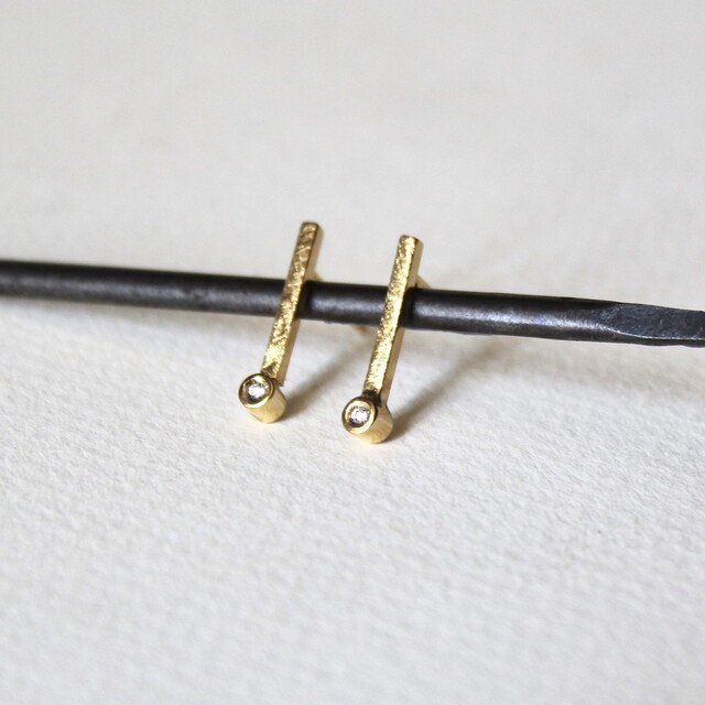 Pendientes Tina Diamante y Plata y baño de Oro