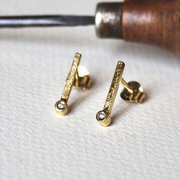 Pendientes Tina Diamante y Plata y baño de Oro