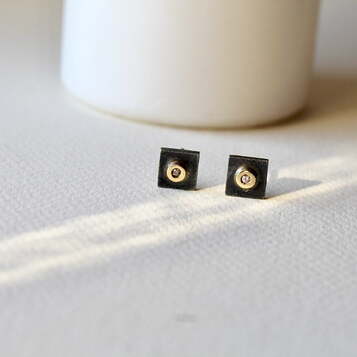 Pendientes Arsenda Black Oro, Plata y Diamante