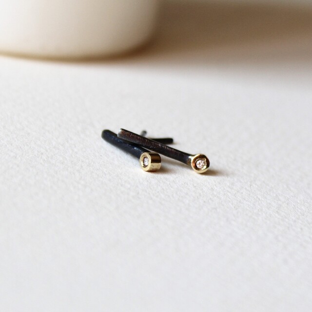 Pendientes Bruna Oro, Diamante y Plata