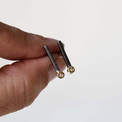 Pendientes Bruna Oro, Diamante y Plata
