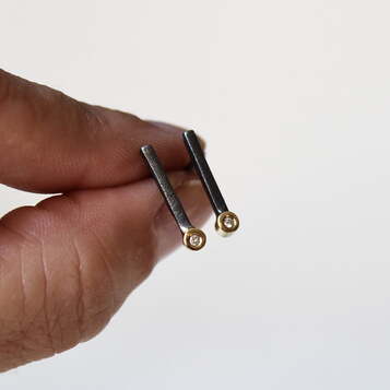 Pendientes Bruna Oro, Diamante y Plata