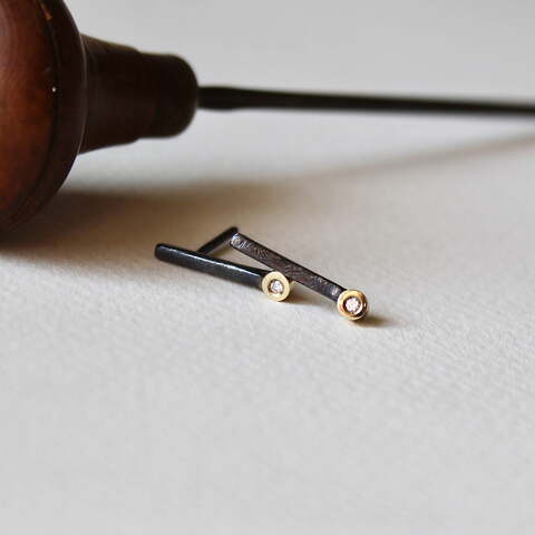 Pendientes Bruna Oro, Diamante y Plata