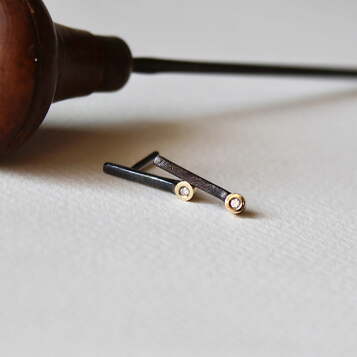 Pendientes Bruna Oro, Diamante y Plata