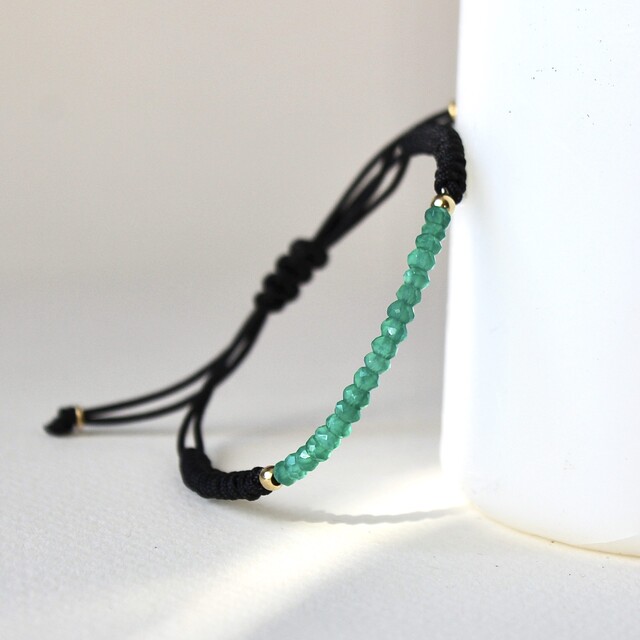 Pulsera Martina Onix verde en Plata con Baño de Oro