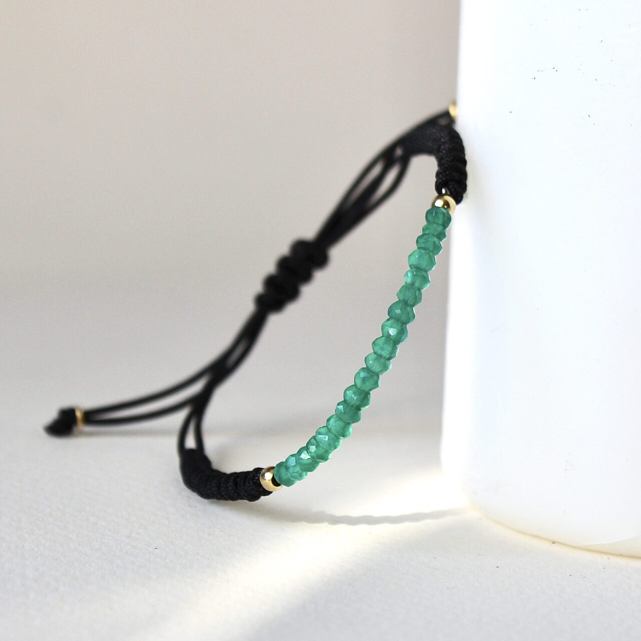 Pulsera Martina Onix verde en Plata con Baño de Oro