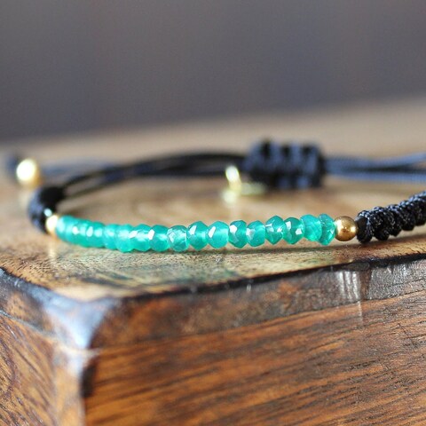 Pulsera Martina Onix verde en Plata con Baño de Oro