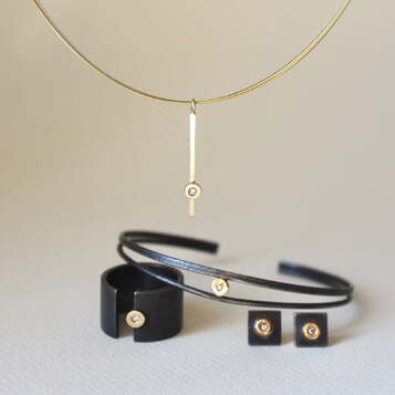 Pulsera Arsenda Black Oro, Diamante y Plata