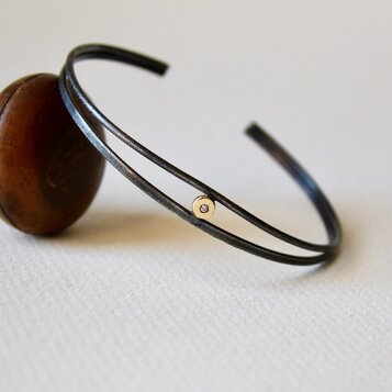 Pulsera Arsenda Black Oro, Diamante y Plata