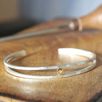 Pulsera Arsenda Oro, Diamante y Plata