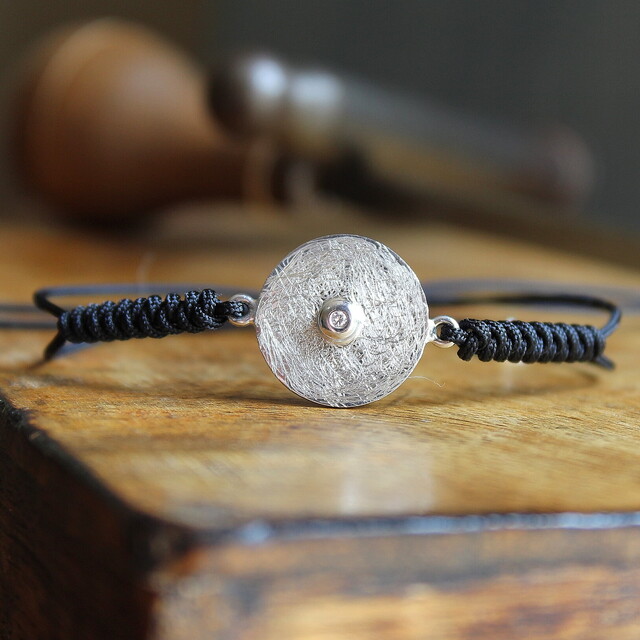 Colgante Quer Plata y Diamante Cadena de Bolitas