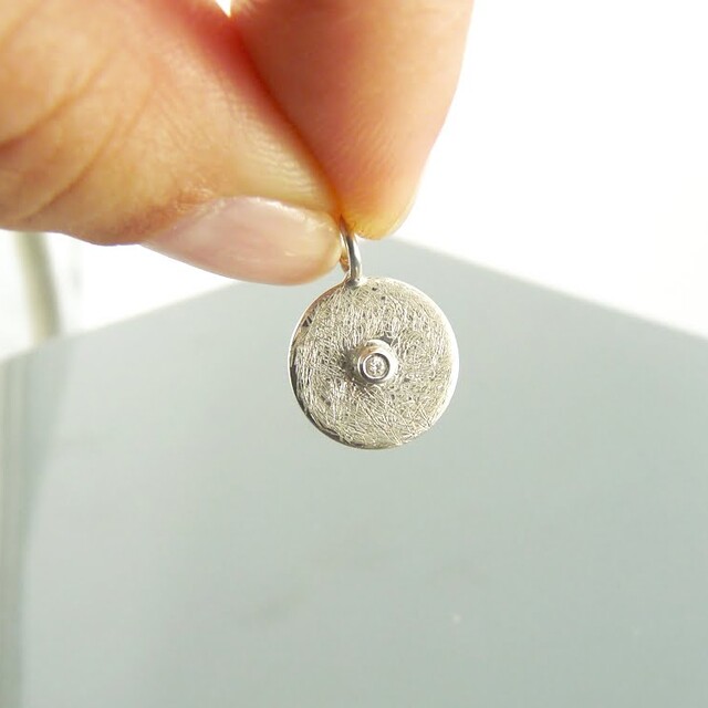 Colgante Quer Plata y Diamante Cadena de Bolitas