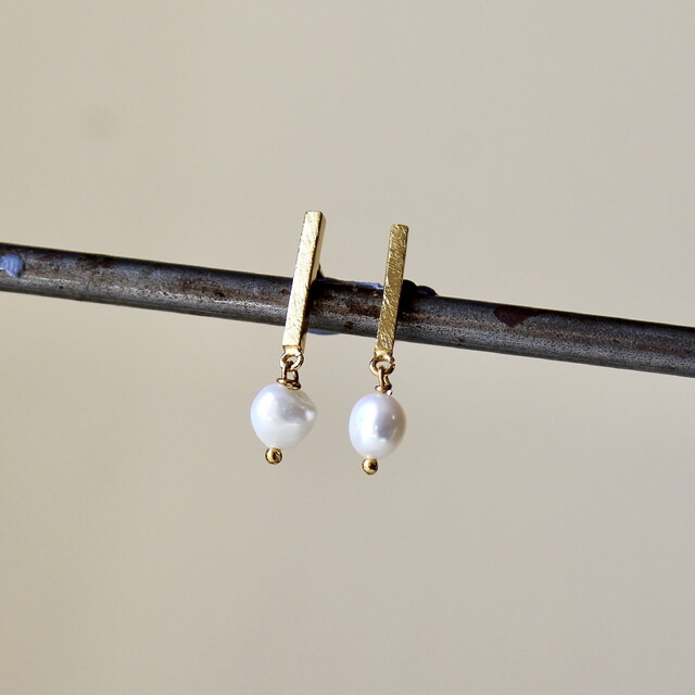 Pendientes Jana en Plata con baño de oro y Perla