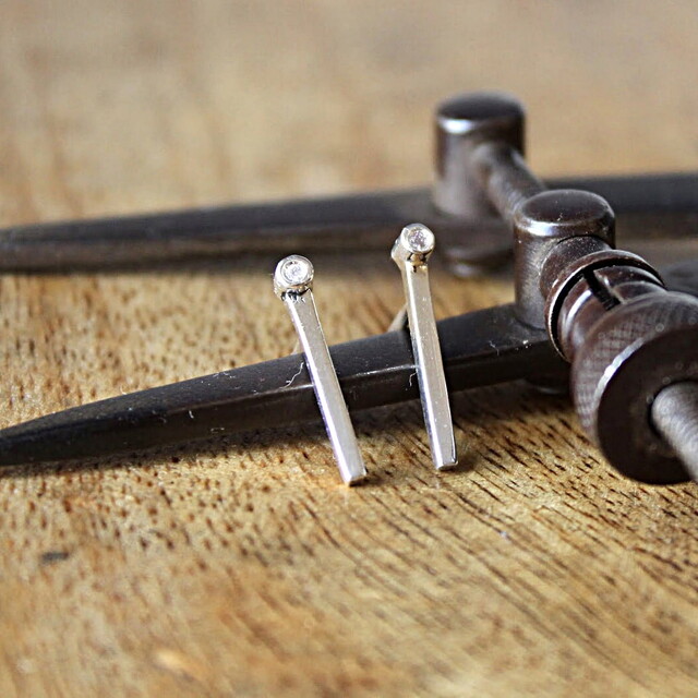 Pendientes Àneu Diamante y Plata