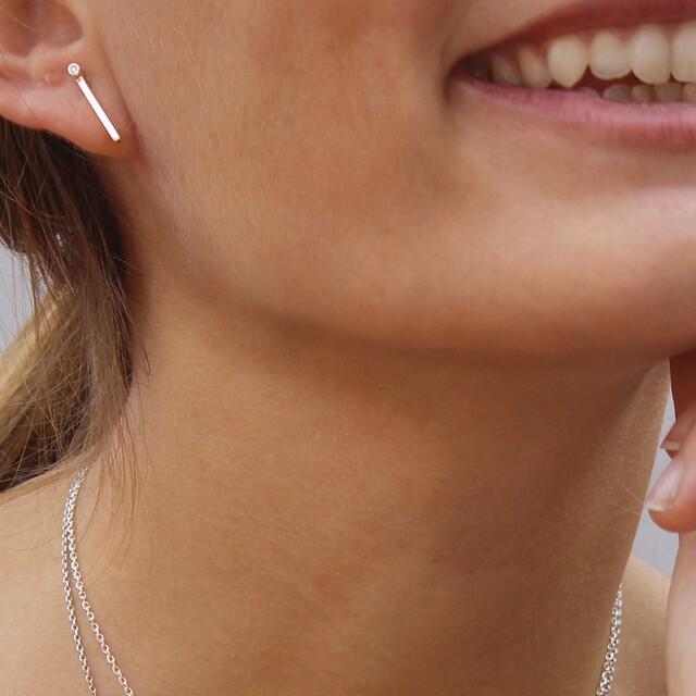 Pendientes Àneu Diamante y Plata