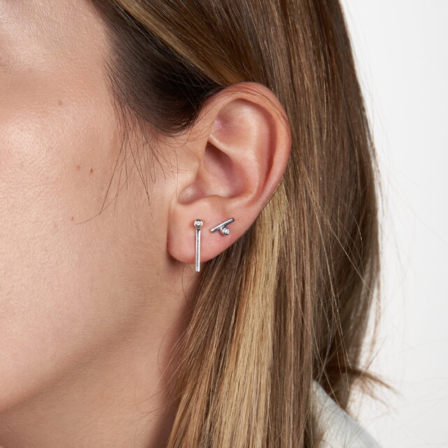Pendientes Àneu Diamante y Plata