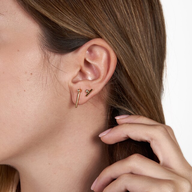 Pendientes Àneu Diamante y Plata con baño de oro