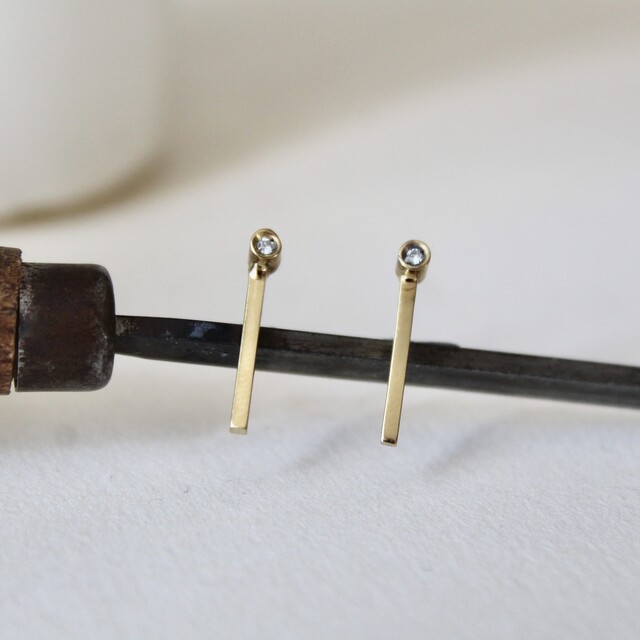 Pendientes Àneu Diamante y Plata con baño de oro