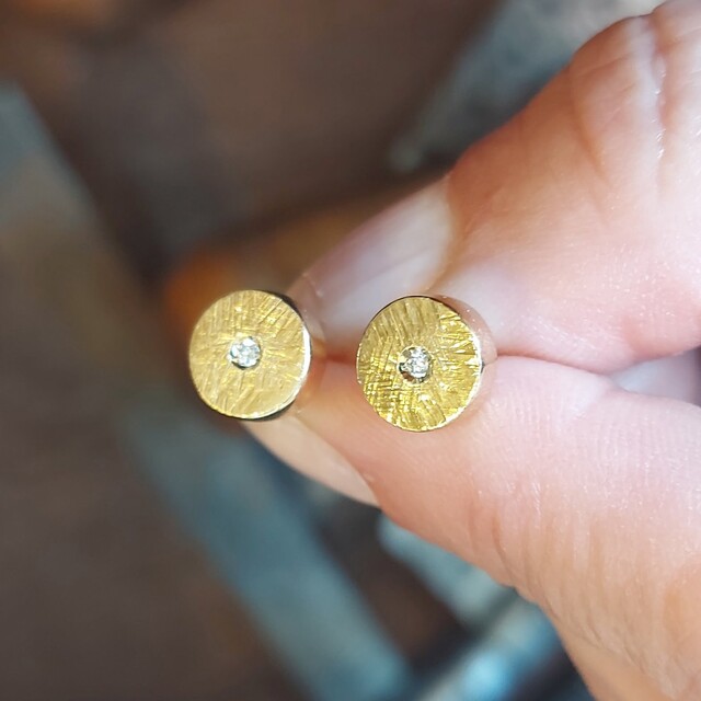 Pendientes Elba Diamante y Plata con baño de oro