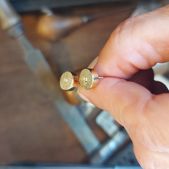 Pendientes Elba Diamante y Plata con baño de oro